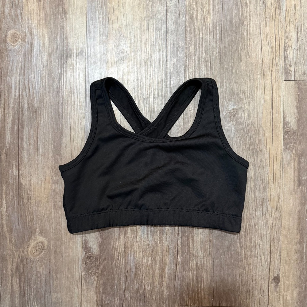 BCG Sports Bra Girls Medium 8-10 Black Crisscross Back Any Performance/Activity